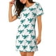 thumbnail image 2 of Fotbe Cartoon Shark Bata de Dormir para Mujer con Estampado, Camisón de Algodón de Manga Corta, Ropa de Dormir Casual, 2 of 6