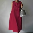 thumbnail image 3 of Women Casual Cotton Linen Dress Sleeveless Maxi Dress Flowy Beach Summer Long Tank Dress with Pockets, 3 of 7