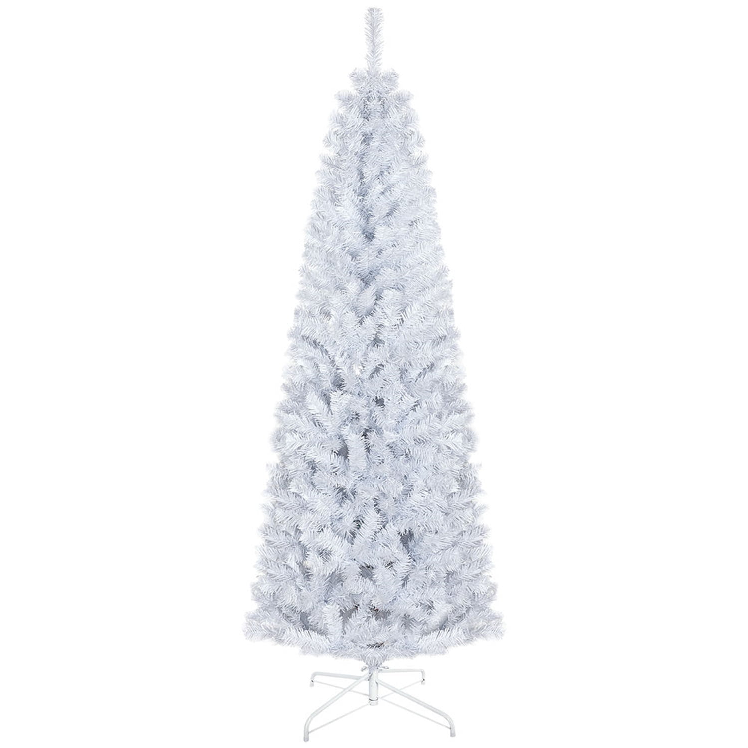 Hommoo Decorations,6ft Pencil Christmas Tree, Unlit Artificial Christmas Tree Slim Douglas Fir Xmas Tree with Realistic Branches, Halloween Tree with 618 Tips,White