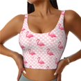 thumbnail image 3 of Goofa Cute Flamingo with Heart Printed Sports Bras for Women, High Impact Running Bra Workout Crop Tank Tops Longline Sports Bra Push up-Small, 3 of 9