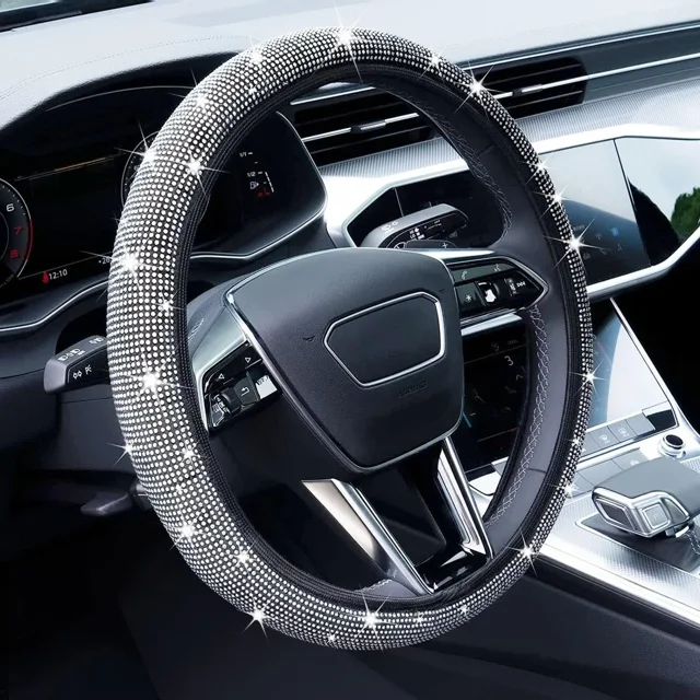 Funda De Volante Con Pedrería Bling, Protector Para Auto