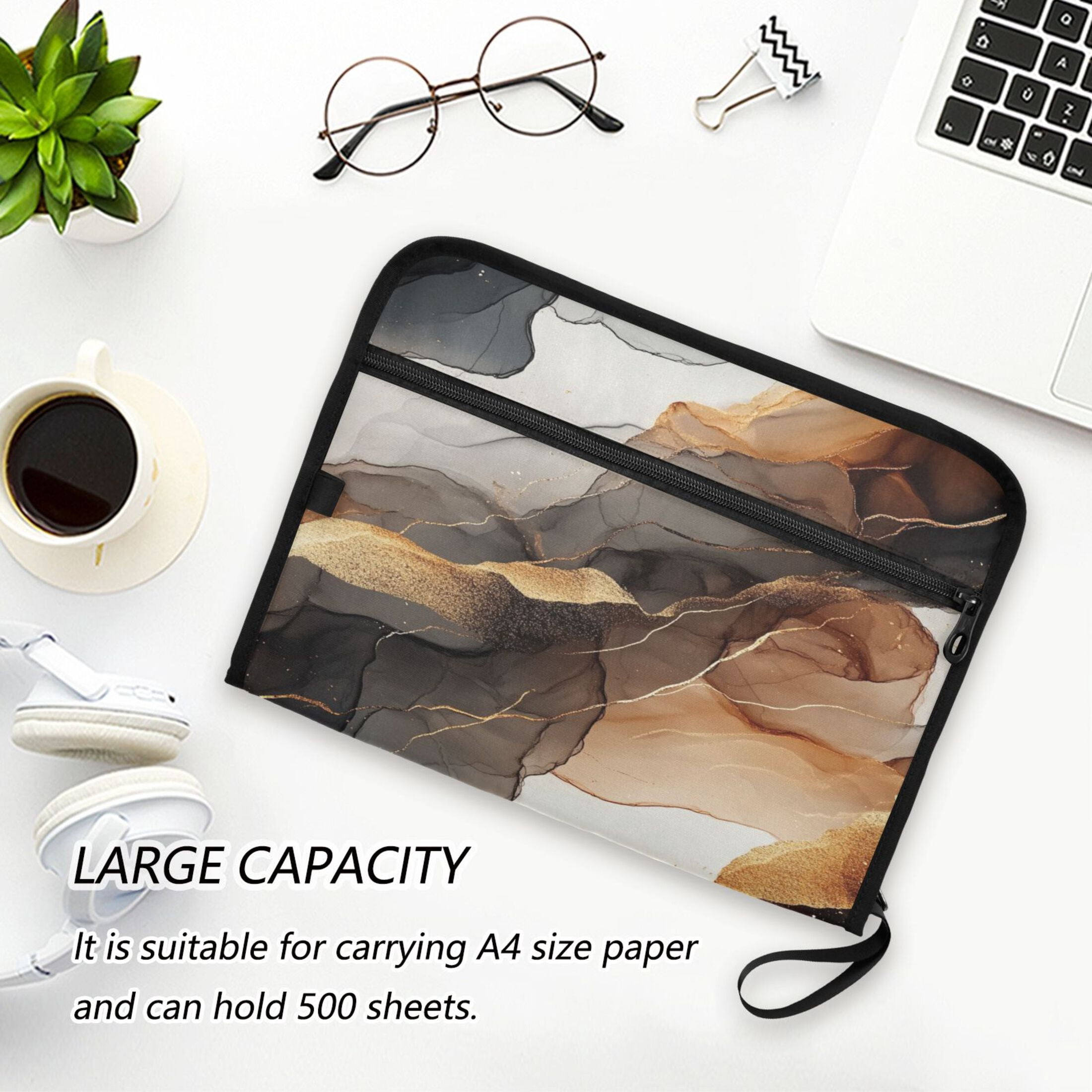 WOBOGO Brown Texture Expanding File Folder Letter Size Accordion Filing Organizer 13 Pocket Separate Organ Pocket