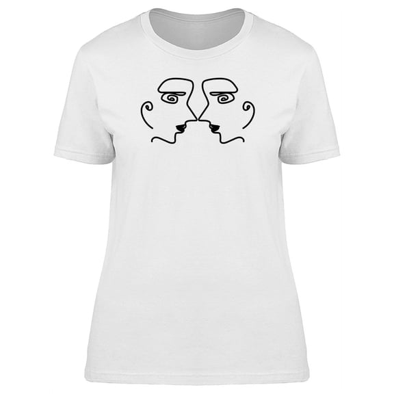 Two Faces in Line Art Women's White T-shirt