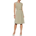 thumbnail image 2 of INSPIRE CHIC Women's Sleeveless Dress Zip Up Belted Fit & Flare Wear-to-Work Midi Dresses XL Khaki, 2 of 5