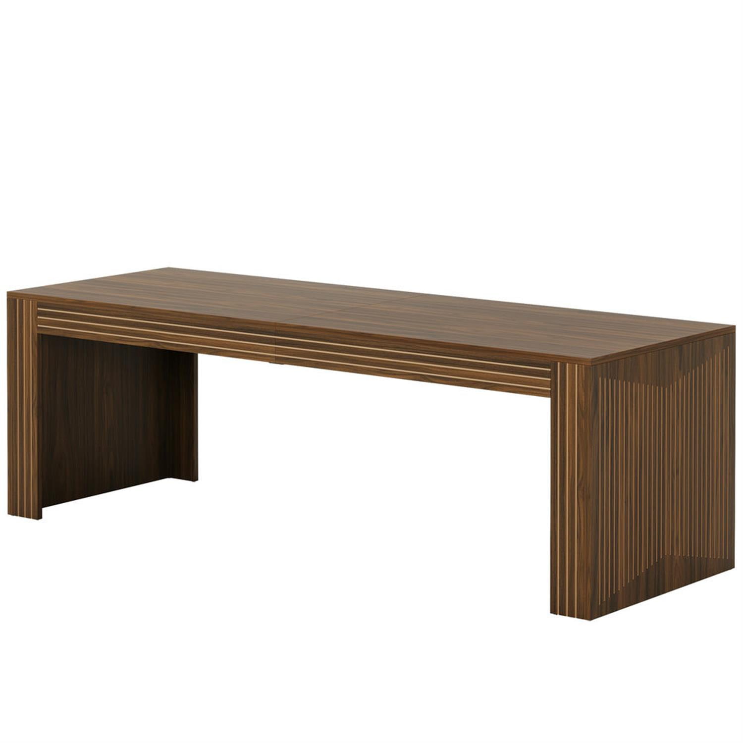 Demi Bonn 79" Two Person Wood Executive Computer Desk, Modern Duty Study Writing Gaming Table for Home Office, Rectangle Workstation, Brown