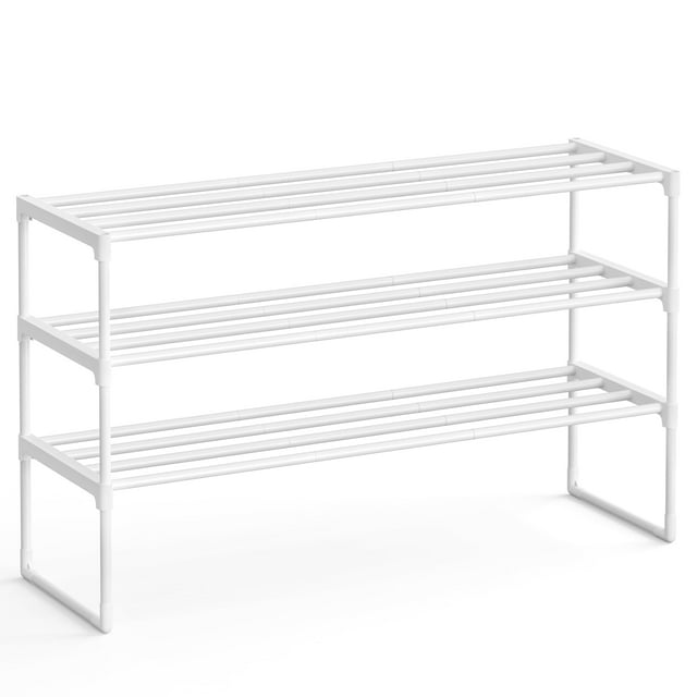 Estante para zapatos SONGMICS, 3 niveles, metal, 16 a 20 pares, color blanco perla