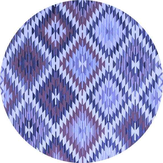 Ahgly Company Machine Washable Indoor Round Southwestern Blue Country Area Rugs, 8' Round