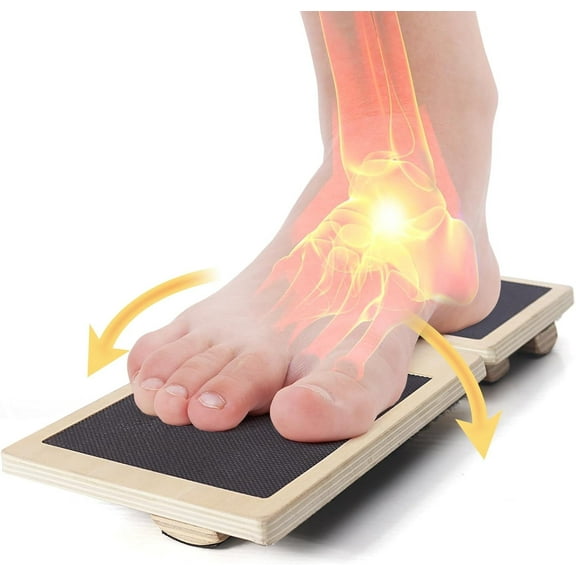 Ankle Strength Trainer for Sprain Patients, Single Foot Balance Board, Non-Slip Wooden Swing Board, Black