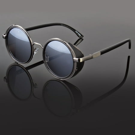 Designer Fashion Sunglasses - Round Metal Sunglasses Steampunk Men Women Fashion Glasses Brand Designer Retro