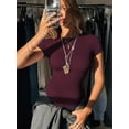 thumbnail image 2 of MOYIKO Crewneck T Shirts for Women Short Sleeve Slim Fitted Tees Basic Tight Summer Tops, 2 of 8