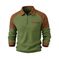 thumbnail image 6 of Namayuj Men's Cotton Waffle Knit Color Block Corduroy Collar Half Zip Polo Sweatshirts Weekend Shopping Coffee Meet Daily OutfitS, 6 of 6