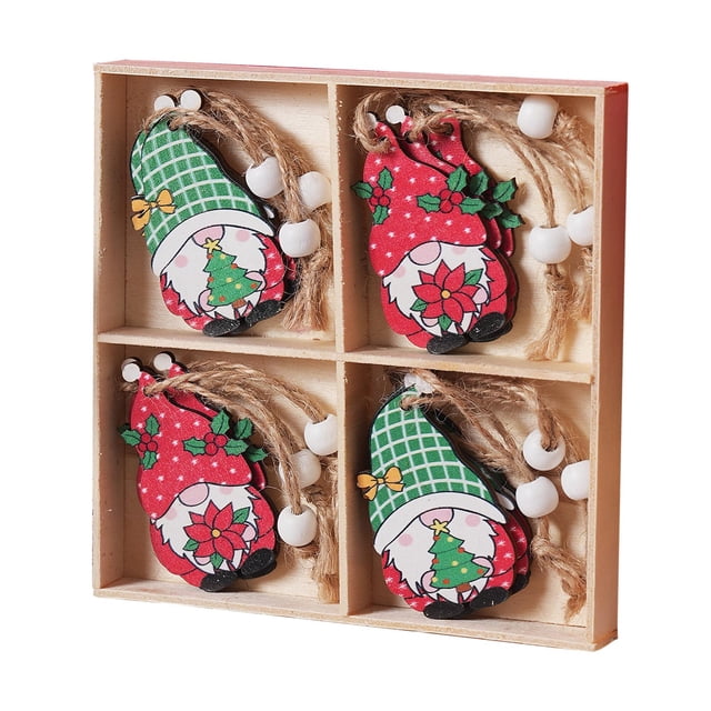 Decoración colgante navideña con virutas de madera, Papá Noel, muñeco de nieve, trineo, caballo, juego de manualidades