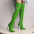thumbnail image 3 of Over the Knee Boots for Women Shiny Pointed Toe Stiletto (Green 37), 3 of 6