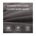 thumbnail image 4 of Giolshon Women's Faux Suede Leather Short Jacket Motocycle Sherpa-Lined Coat with Detachable Faux Fur Collar, 4 of 4