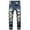 Blue, variant on Jeans Men Baggy Jeans High-end Stretch Nostalgic Frayed Slim-fit Jeans Denim Pants for Men Blue 4XL