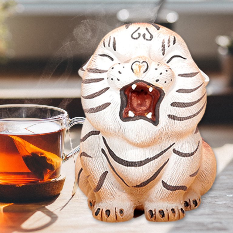 Purple Clay Tea Pet Giggle Dog Figurine - Handmade Chinese Zodiac Decoration Yellow