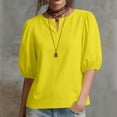 thumbnail image 7 of TARIENDY Summer Casual Shirts for Women Puff Sleeve Notch Neck T Shirt Loose Fit Solid Color Going Out Tops Trendy Outfits Yellow XL, 7 of 7