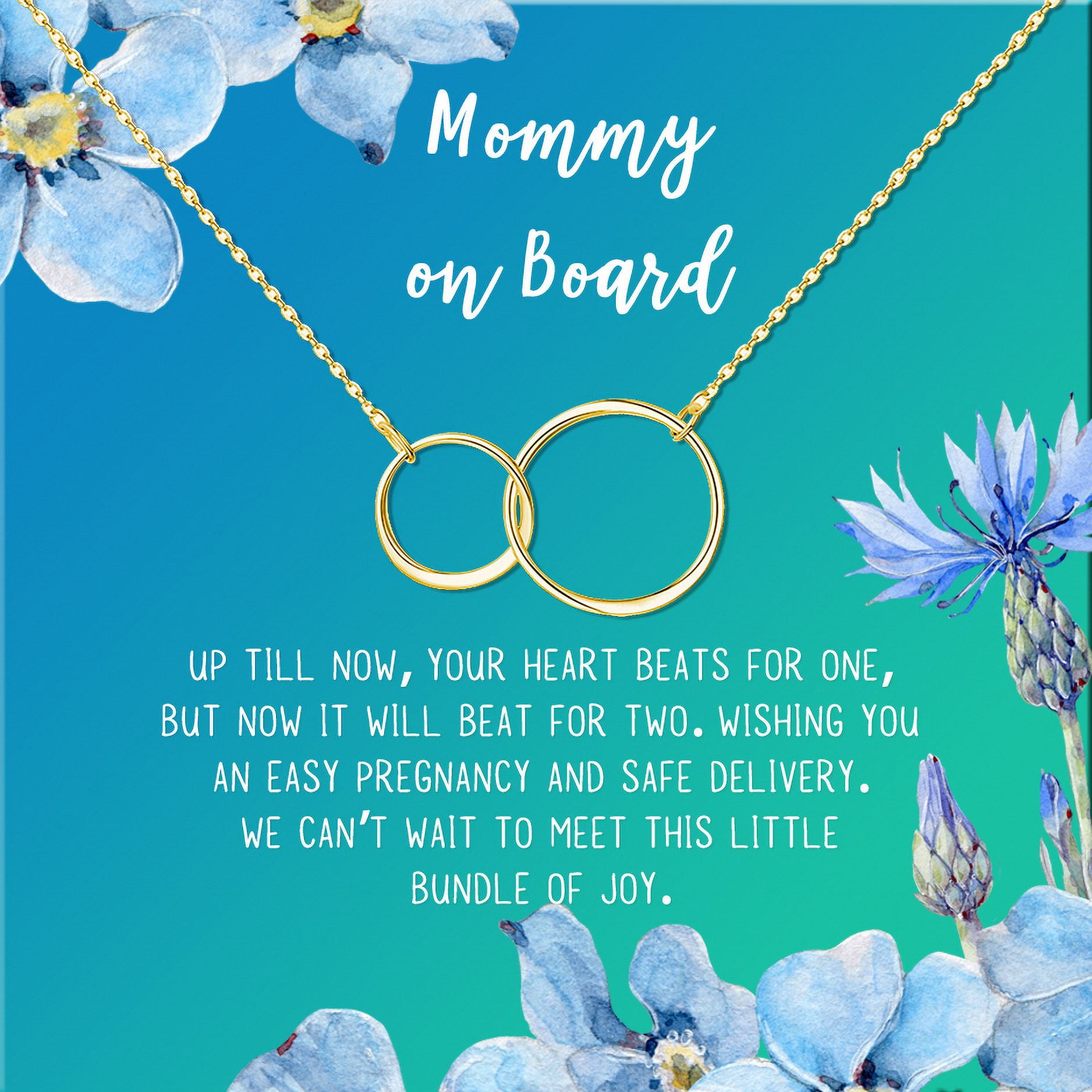 Mommy to Be Mother's Day Gift, Jewelry for Sister, New Mom Mother's Day Gift, Gift for Her, Necklace and Card Gift for Mom, Mommy to be Necklace and Card [Gold Infinity Ring,Blue-Green Gradient]