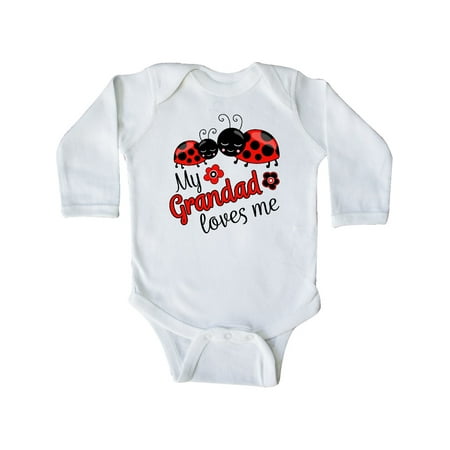 

Inktastic My Grandad Loves Me Cute Ladybugs Gift Baby Boy or Baby Girl Long Sleeve Bodysuit
