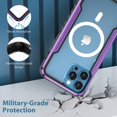 thumbnail image 5 of Decase for iPhone 15 Pro Max Case,Military Grade Shockproof Case Support Wireless Charging Durable Metal Frame 3-Layer Hybrid Mag-Safe Magnetic Case Cover for Apple iPhone 15 Pro Max,Purple, 5 of 10