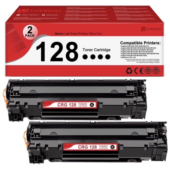2 Pack CRG-128 Toner Cartridges Compatible for Canon CRG 128 128 Black Toner Cartridge use with imageCLASS MF4580dn MF4770n MF4870dn Faxphone L190 L100 Printer
