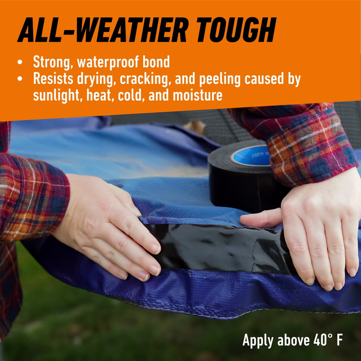 (2 pack) Gorilla All Weather Duct Tape, Black, 1.88" x 25 yd - UV and Temperature Resistant Waterproof Tape for Outdoor Repairs