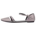thumbnail image 4 of Mio Marino D'Orsay Pointed Toe Flats - Womens Ankle Strap Dress Shoes - Quick Release Buckle (Beige, 5.5), 4 of 7