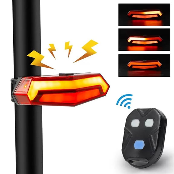 Bike Tail Light with Wireless Remote Control, USB Rechargeable Rear Bicycle Light with Clear Turn Signals, 5 Modes Waterproof Taillight for Outdoor Night Riding