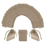Angle View: 100 Pack Burlap Drawstring Pouch for Jewelry, Party Favors, Arts and Crafts, Natural Brown, 3.7 x 5.5 in