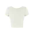 thumbnail image 3 of A2Y Women's Basic Ribbed Short Sleeve Rayon Crew Neck Fitted Crop Top Tee White L, 3 of 5