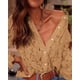 thumbnail image 5 of Blusa de Encaje para Mujer PRETTYGARDEN Manga Larga Caqui Talle S, 5 of 8