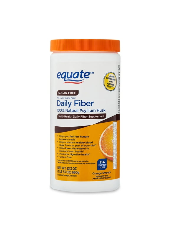 Equate Daily Fiber Supplement, Psyllium Husk Fiber Powder, Sugar-Free 114 Doses