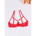 thumbnail image 2 of Women Hollow Out Cupless Bra Underwire Floral Lace Mesh Sheer Bra, 2 of 5