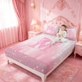 thumbnail image 3 of meiyoeat Pink Sequin Print Bed Sheets For Girls,Ribbon Bowknot Alphabet Print M Full Size Sheets For Kids,4-Piece, 3 of 6