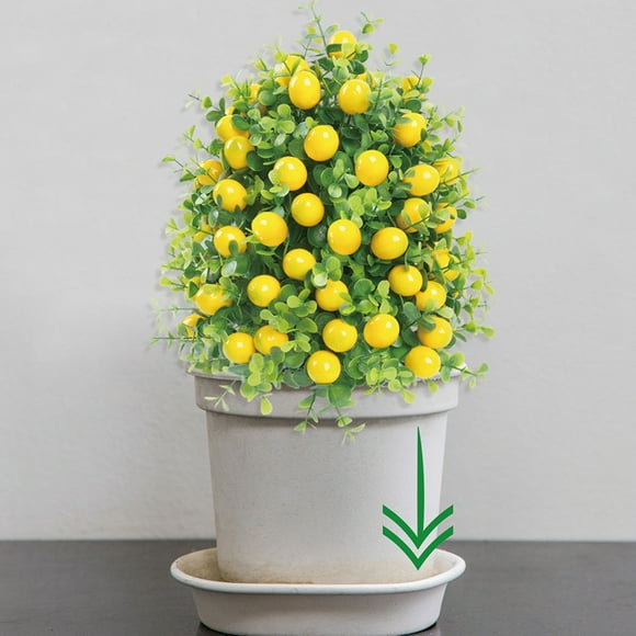 LutIedan Artificial Lemon Tree with Ground Stakes Realistic Lemon Floor Plant UV Resistant Fake Fruited Greenery for Garden Yard Indoor Outdoor Decoration
