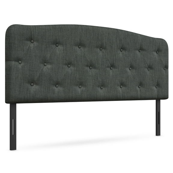 Costway Full Size Upholstered Headboard Only Adjust Button Tufted Faux Linen Dark Grey