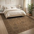 thumbnail image 3 of ODIKA 8'x10' Washable Area Rug Warm Beige Elegance with Floral Medallion Design Intricate Leaf and Blossom for Living Room, Under Sectional, Family , Durable, Non-Slip, 3 of 7
