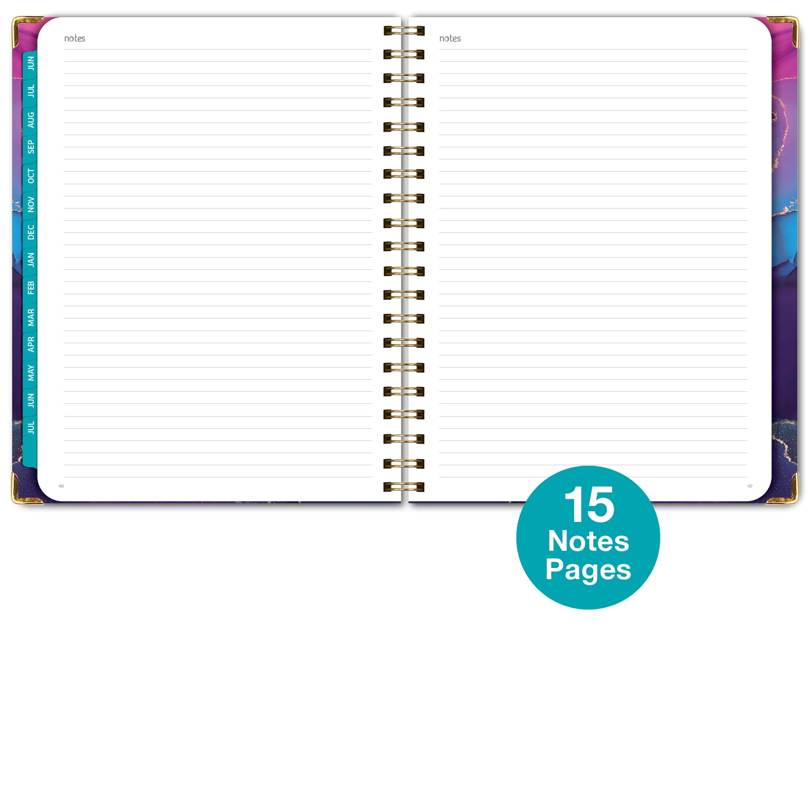 Academic Year 2025-2026 Planner, June 2025 - July 2026, 8.5"x11" Daily Weekly Monthly Planner Yearly Agenda, Hardcover, Bookmark, Pocket Folder and Sticky Note Set (Pink Purple Marble)