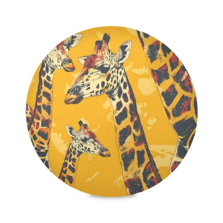 

Round Plate Mat 15.4x15.4 Inchesx1 Placemat Table Mat Kitchen Mat Coffee Mat Fabric Thick Strong Wear-Resistant Heat Resistance Yellow Giraffe