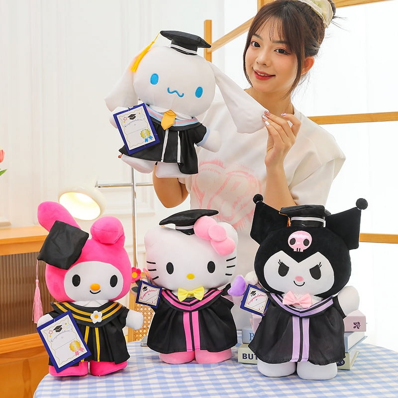 Sanrio Graduation Gift Sanrio Plush Doll Clow Hello Kitty Graduation Doctorial Hat Plush Ornaments One Piece Dropshipping Hellokitty