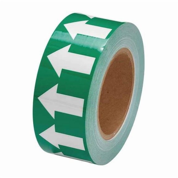 Brady Arrow Tape,2inWx30 yd.,White/Green,Poly 106171