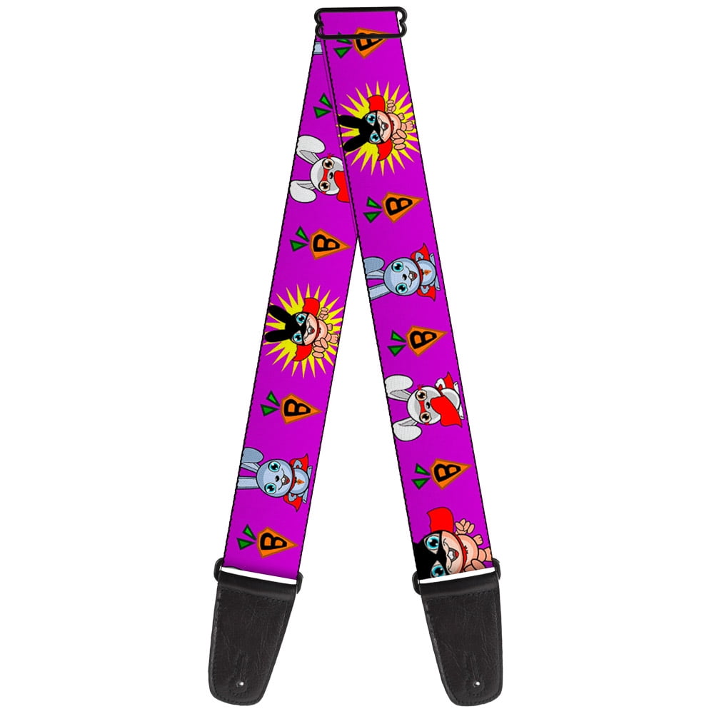 Buckle-Down Guitar Strap, Bunny Superhero Purple, 2 Inches Wide