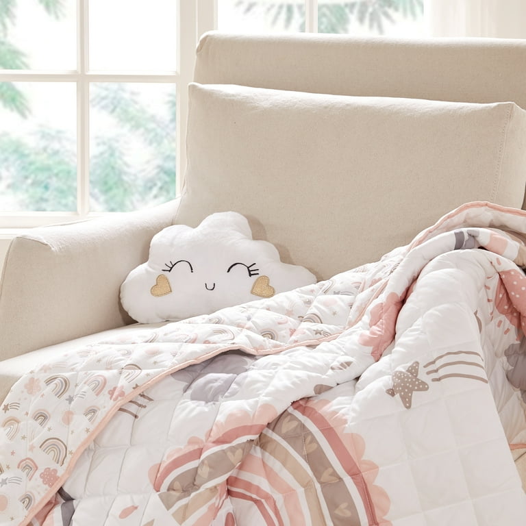 Levtex Baby Rainbow Dreams Toddler Bed Set Pink Grey Taupe