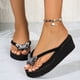 thumbnail image 2 of Bmisegm Women Sandals Fashion New Pattern Bow Decoration Flip Flop Wedge Lightweight Summer Slippers Sandals Women Summer Black 6.5, 2 of 9