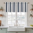 thumbnail image 2 of Navy Blue Beige Tier Curtains, Retro Simple Abstract Vertical Stripes Light Filtering Kitchen Curtains, 2Pcs Rod Pocket Half Window Treatments Panels for Sink Cafe Cabinet Camper 27.5x36 Inches, 2 of 9
