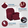 thumbnail image 2 of H.VERSAILTEX 1-Piece Jacquard Spandex Recliner Stretch Slipcover, Wine, 2 of 7