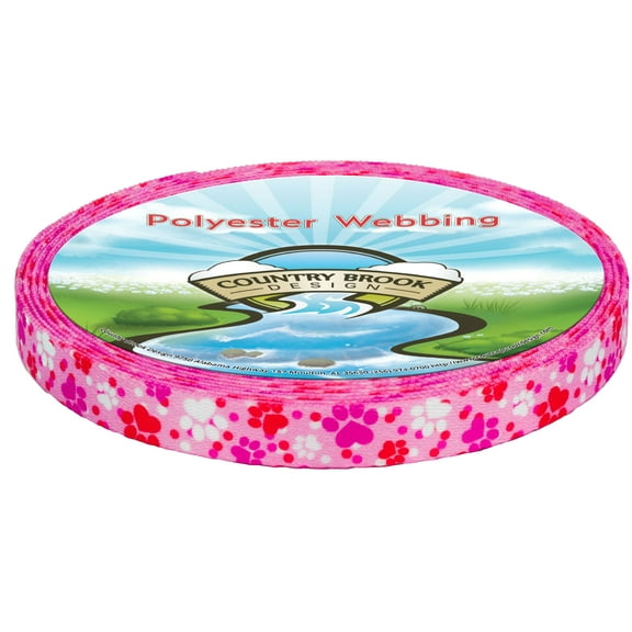 Country Brook Design - Puppy Love Polyester Webbing (5/8 Inch, 10 Yards)