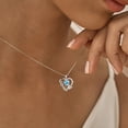 thumbnail image 3 of Juwaliy Collar de Corazón de Amor Azul Mariposa Collar de Piedra de Nacimiento de Marzo Aguamarina CZ Dije de Plata Esterlina 925 Joyería Mujer Regalo de Cumpleaños Día de la Madre para Ella, 3 of 10