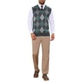 thumbnail image 2 of INSPIRE CHIC Men's Casual Knit Sleeveless V-Neck Plaid Argyle Sweater Vest XL Dark Gray, 2 of 5