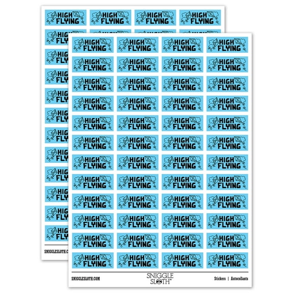 High Flying Kites Clouds Teacher Student School Sticker Set - Light Blue - Gloss Finish - 1.25" Mini